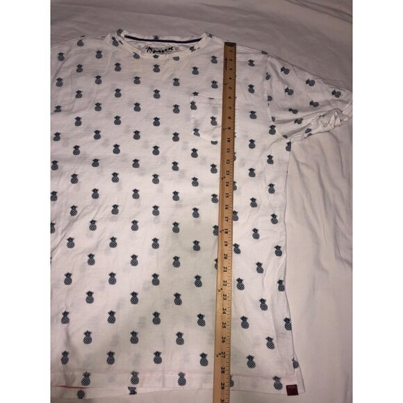 Original MBX Pineapple Print T-Shirt Mens XXL White Blue Short Sleeve Round Neck - Picture 5 of 9